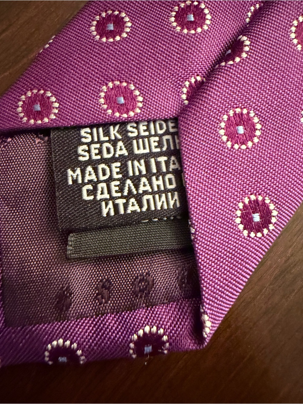 Hugo Boss Purple Men's Silk Tie with Dot Pattern 3” wide - Picture 4 of 4